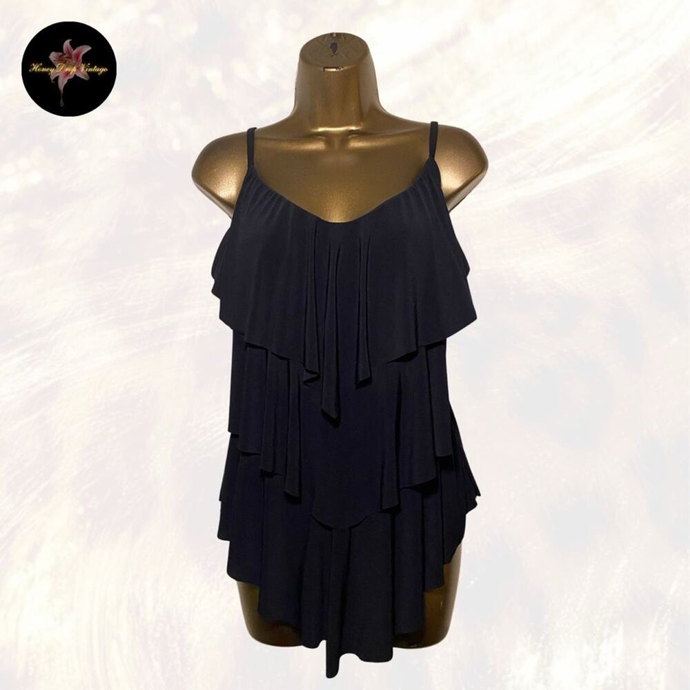 Black Layered Ruffle Flowy Tank Top